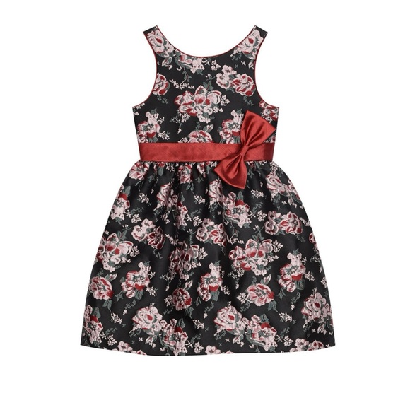 Belle by Badgley Mischka Big Girls Floral Jacquard Bow Waist Dress Size 12 - Picture 1 of 9